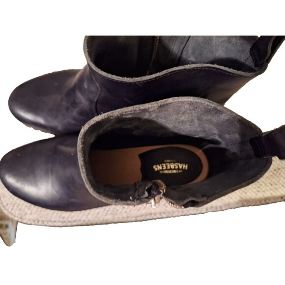 Womens‎ Swedish Hasbeens Zip It Emy Clog Bootie Wood Heel, Black leathe Sz 7.5 - Picture 6 of 9